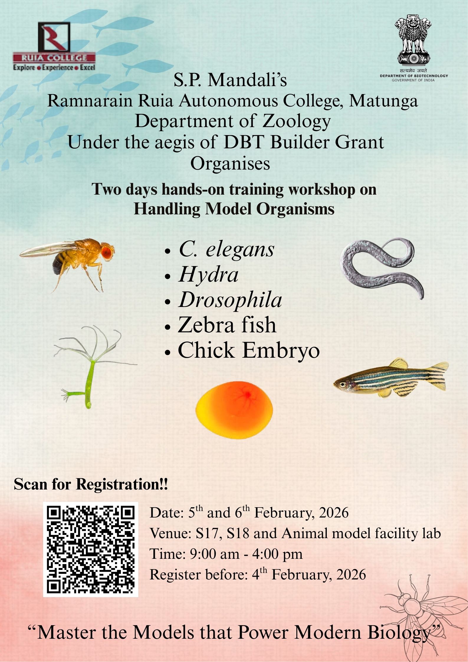 workshop on handling Model Organisms