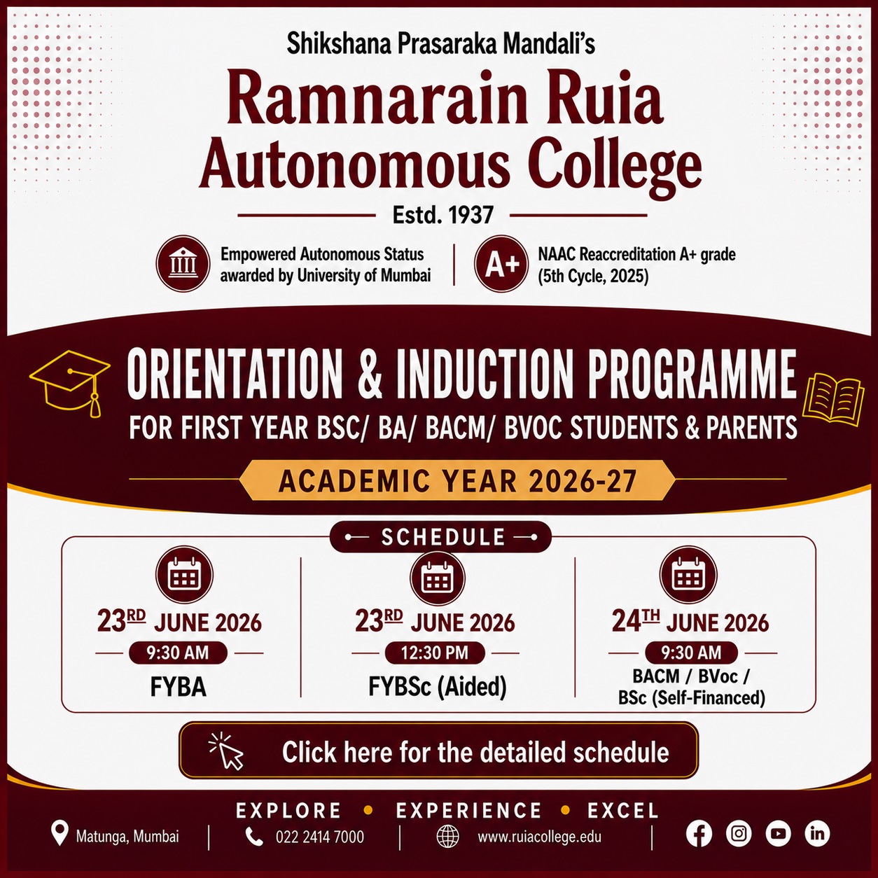 First Year INDUCTION AND ORIENTATION Program 2026-27